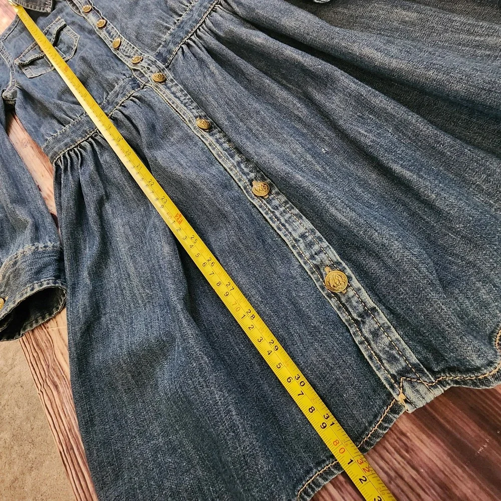 Polo Ralph Lauren Girls Denim Shirt Dress Sz 14 Button Front Long Sleeve Western